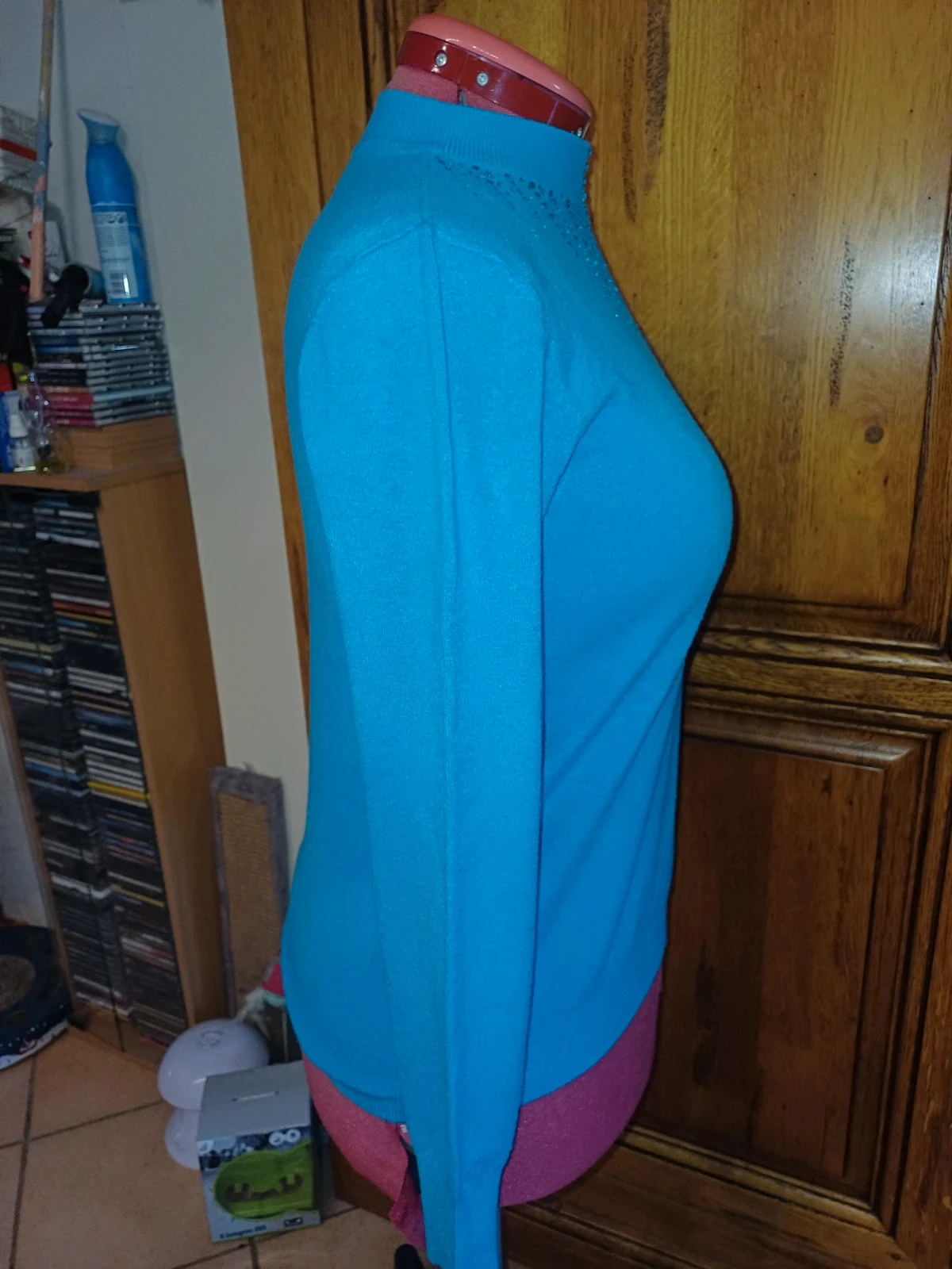 Blue sweater with rhinestone collar by REN MODA size 38/40 – photo 5